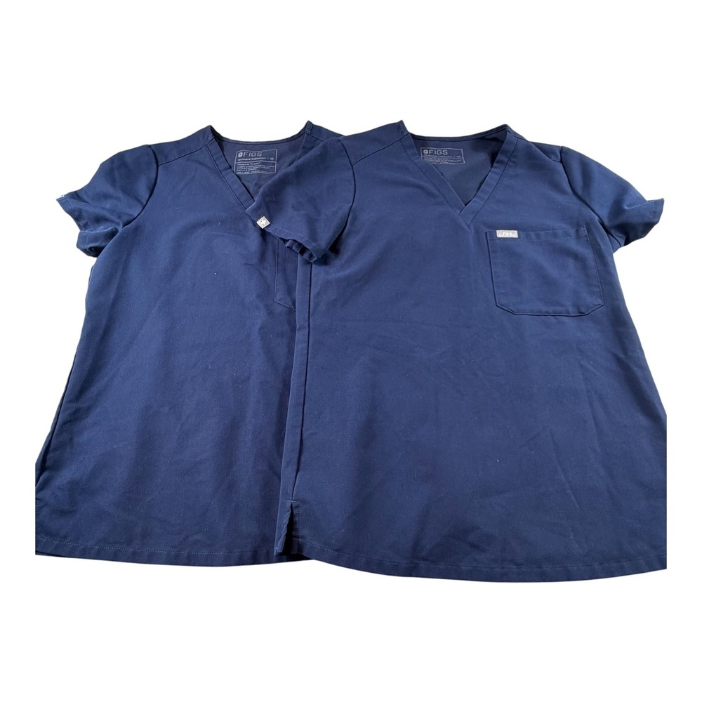 FIGS Catarina One-Pocket Scrub Tops Navy Blue XS Technical Collection Lot of 2